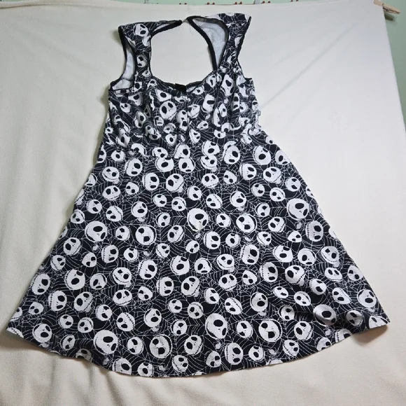 Disney | Dresses | Nightmare Before Christmas Disney Black And White Skull  Pattern Dress | Poshmark